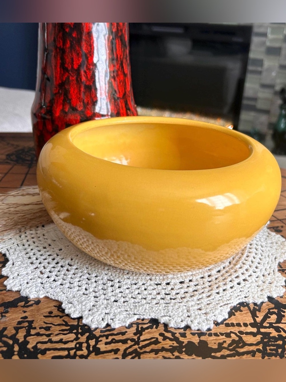 Retro MCM Yellow Ceramic Planter Vase | Marked  | Mid-Century Home Decor